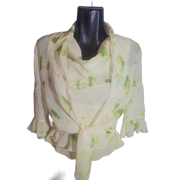 Vintage Ribkoff Trends Yellow And Green Leaf Print Skirt Set - Picture 9 of 13